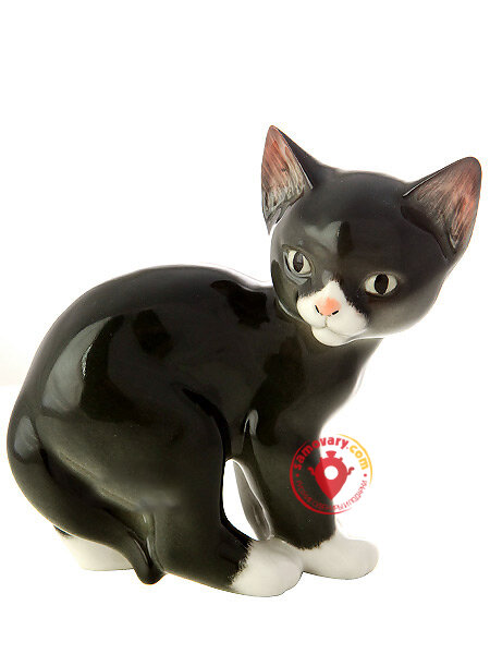 Скульптура Кошка черная Императорский фарфоровый завод